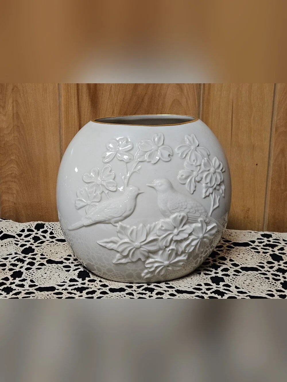 Lenox Four Seasons Vase Collection SPRING Dove Dogwood Off White 8